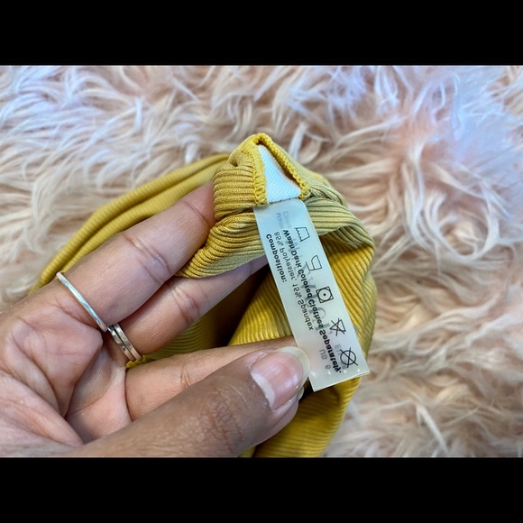 Zaful Ribbed one Shoulder Cutout One-Piece Swimsuit Deep Yellow Size: M - Picture 7 of 9